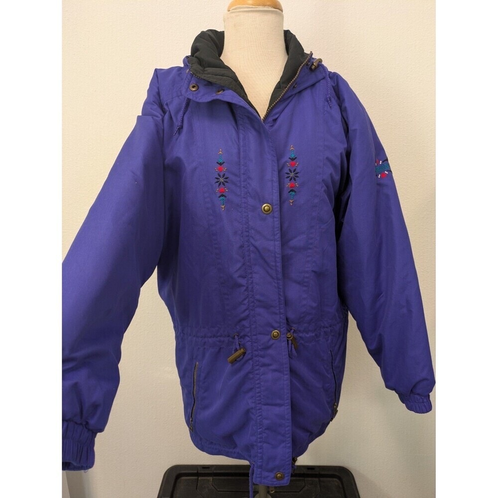 Vintage Fera Skiwear Jacket Blue Purple Women's S/M Ski Retro 90s Hearts - Picture 2 of 15